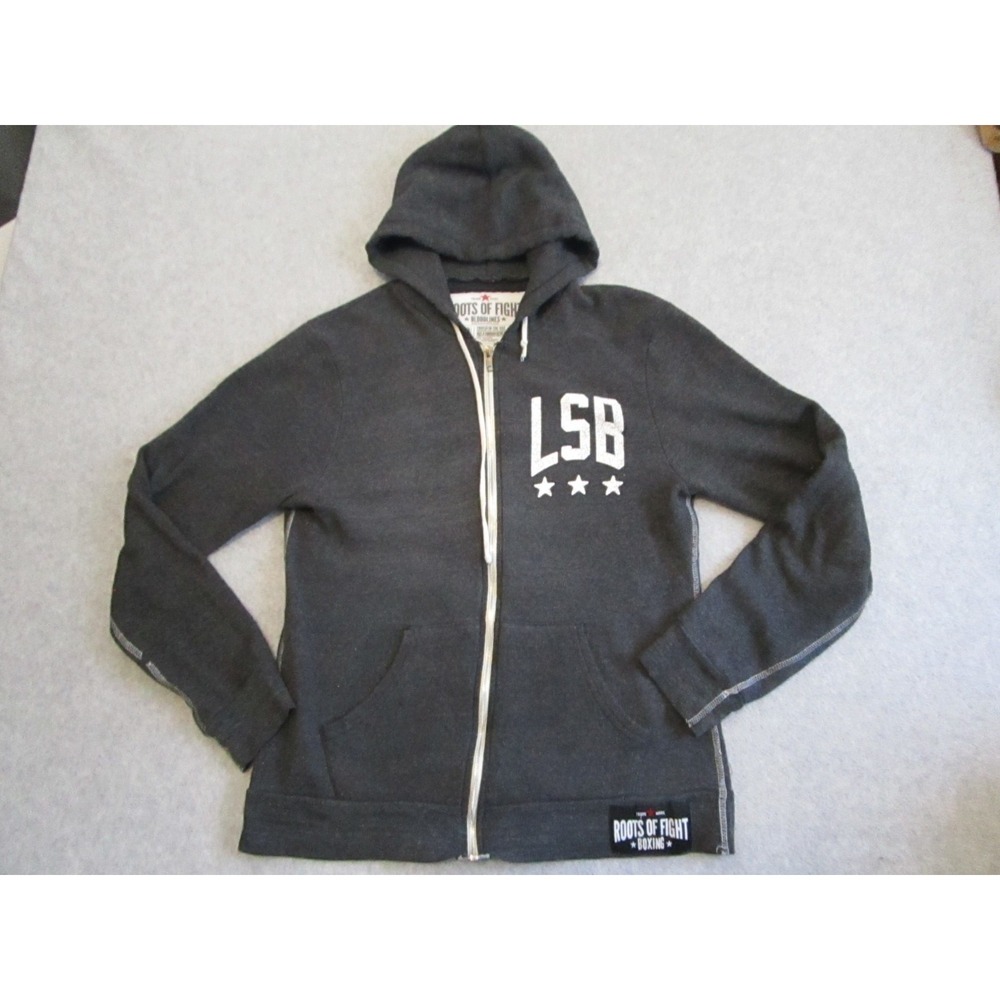 Roots Of Fight Hoodie‎ Mens L Charcoal Grey LSB Lip Sync Battle Boxing Sweater